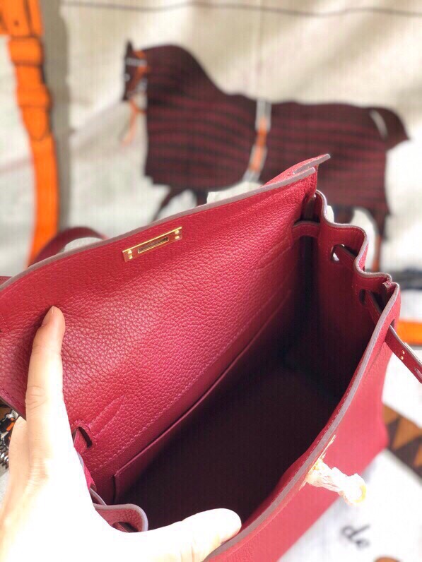 Hermes Kelly Ado Backpack In Bordeaux Clemence Leather